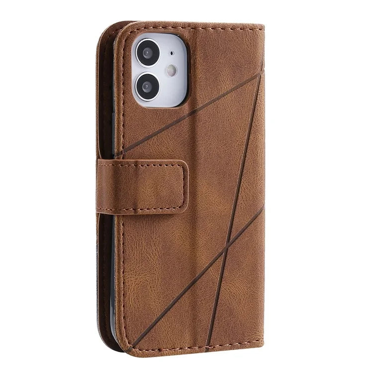 For iPhone 12 mini Case Wallet Leather Phone Cover Skin-touch Texture