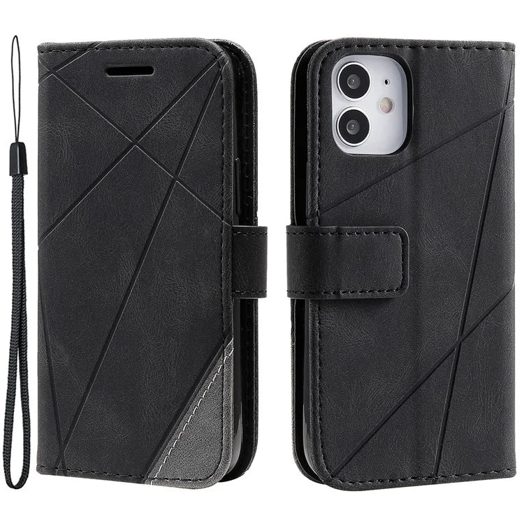 For iPhone 12 mini Case Wallet Leather Phone Cover Skin-touch Texture