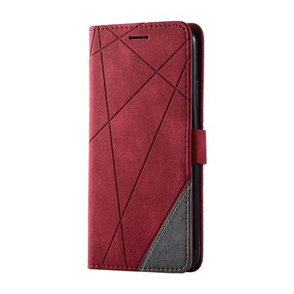 For iPhone 11 Pro Max Case Splicing PU Leather Phone Wallet Cover Lines Imprinted