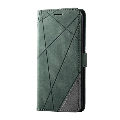 For iPhone 11 Pro Max Case Splicing PU Leather Phone Wallet Cover Lines Imprinted