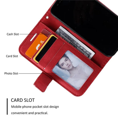 For iPhone 15 Plus Case Imprinted Splicing Design Leather Cover with Wrist Strap