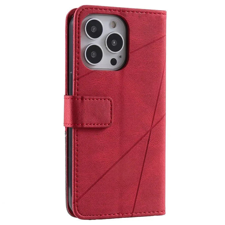 For iPhone 15 Pro Magnetic Case Splicing Design Wallet Stand Phone Cover