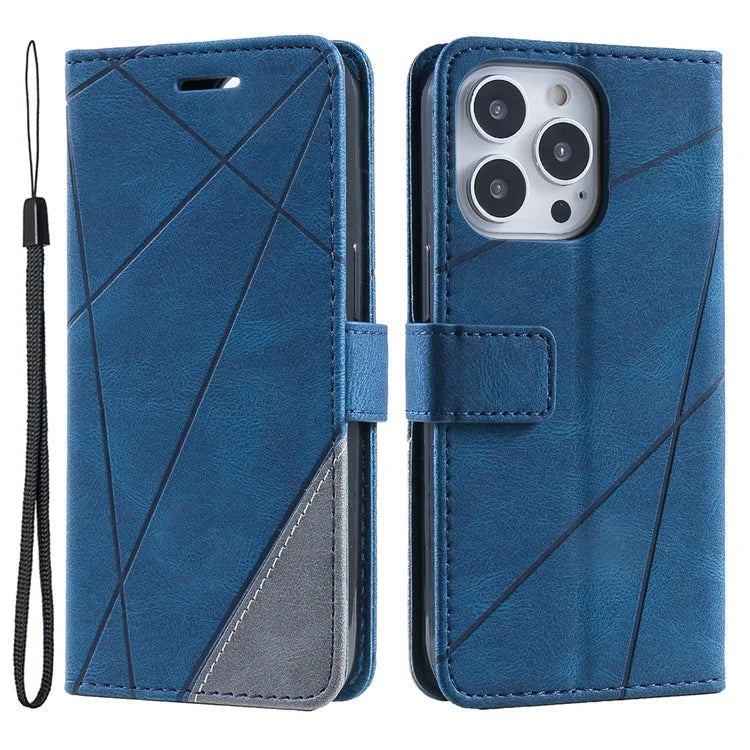 For iPhone 15 Pro Magnetic Case Splicing Design Wallet Stand Phone Cover