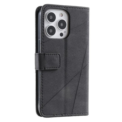 For iPhone 15 Pro Magnetic Case Splicing Design Wallet Stand Phone Cover