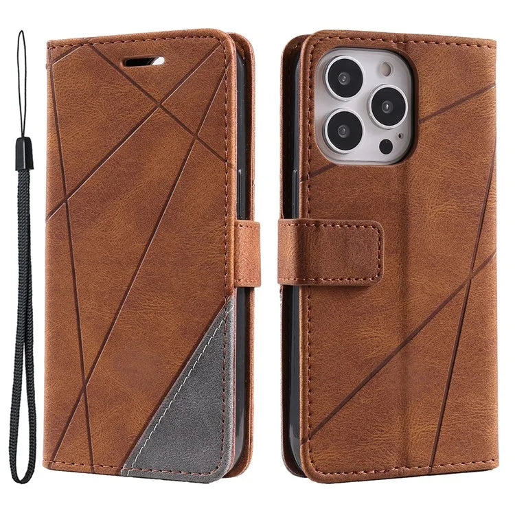 For iPhone 15 Pro Magnetic Case Splicing Design Wallet Stand Phone Cover