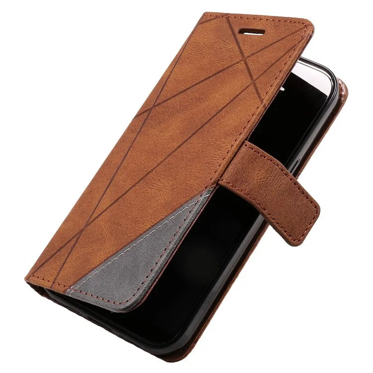 For iPhone 15 Pro Magnetic Case Splicing Design Wallet Stand Phone Cover