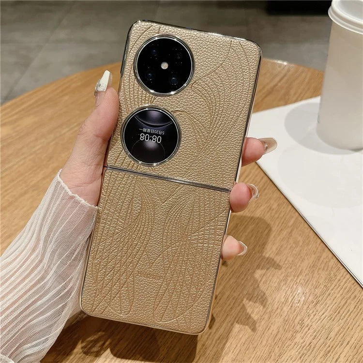 For Huawei Pocket 2 Case Aesthetic Pattern Leather Electroplating Phone Back Cover