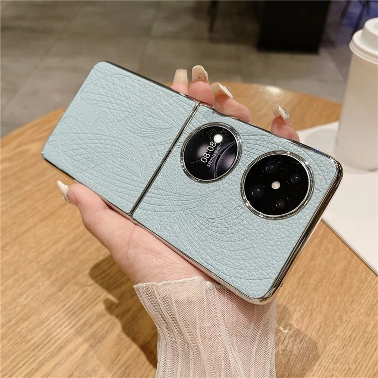 For Huawei Pocket 2 Case Aesthetic Pattern Leather Electroplating Phone Back Cover