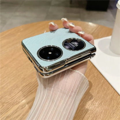 For Huawei Pocket 2 Case Aesthetic Pattern Leather Electroplating Phone Back Cover