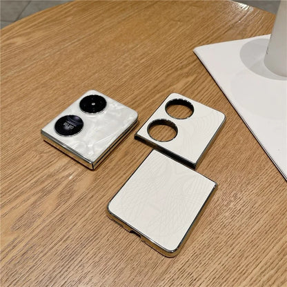 For Huawei Pocket 2 Case Aesthetic Pattern Leather Electroplating Phone Back Cover