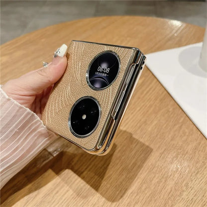 For Huawei Pocket 2 Case Aesthetic Pattern Leather Electroplating Phone Back Cover