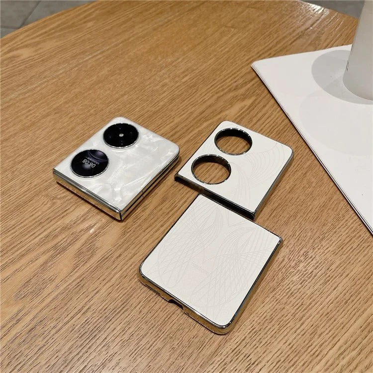 For Huawei Pocket 2 Case Aesthetic Pattern Leather Electroplating Phone Back Cover