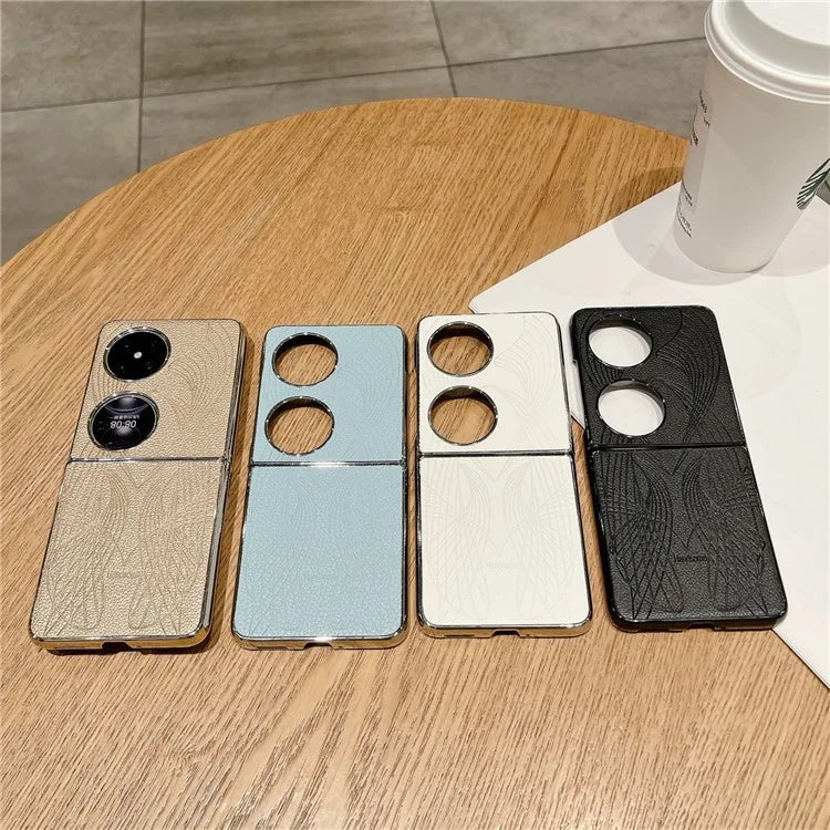 For Huawei Pocket 2 Case Aesthetic Pattern Leather Electroplating Phone Back Cover