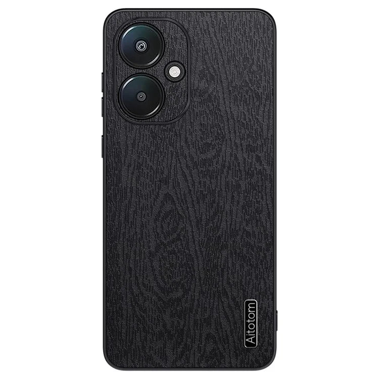 For Xiaomi Redmi 13C 5G Case Leather+PC+TPU Wood Texture Phone Cover