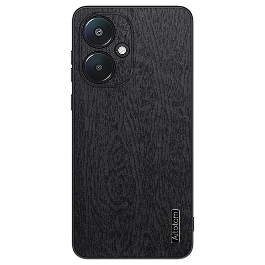 For Xiaomi Redmi 13C 5G Case Leather+PC+TPU Wood Texture Phone Cover