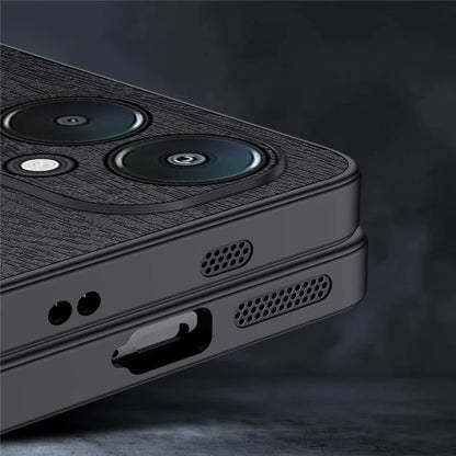 For Xiaomi Redmi 13C 5G Case Leather+PC+TPU Wood Texture Phone Cover