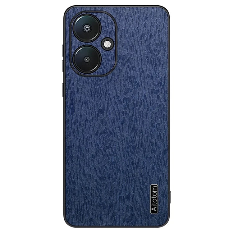 For Xiaomi Redmi 13C 5G Case Leather+PC+TPU Wood Texture Phone Cover