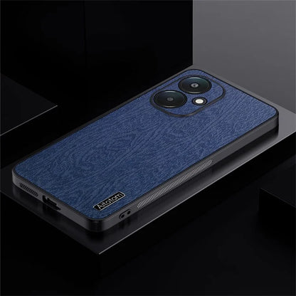 For Xiaomi Redmi 13C 5G Case Leather+PC+TPU Wood Texture Phone Cover