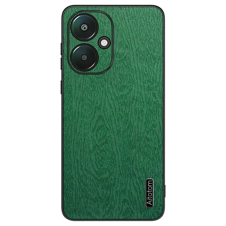 For Xiaomi Redmi 13C 5G Case Leather+PC+TPU Wood Texture Phone Cover