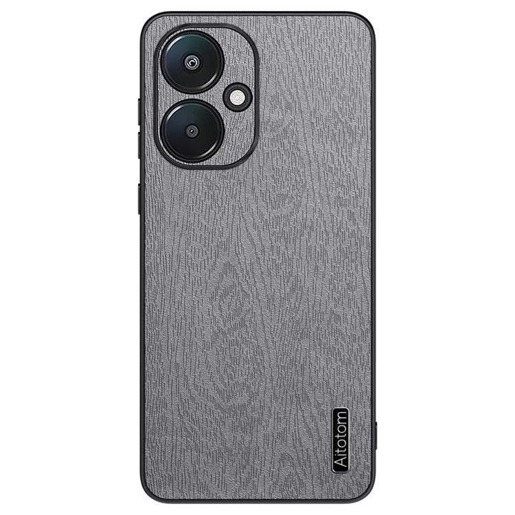 For Xiaomi Redmi 13C 5G Case Leather+PC+TPU Wood Texture Phone Cover