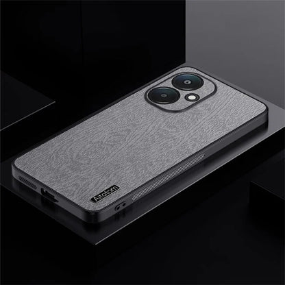 For Xiaomi Redmi 13C 5G Case Leather+PC+TPU Wood Texture Phone Cover
