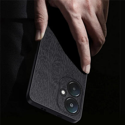 For Xiaomi Redmi 13C 5G Case Leather+PC+TPU Wood Texture Phone Cover