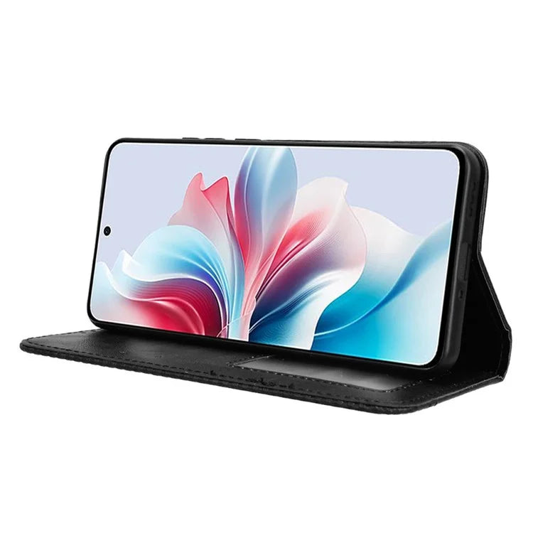 For Oppo Reno11 F 5G / F25 Pro 5G Wallet Case Retro PU Leather Phone Cover Magnetic Closing