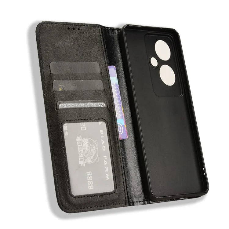 For Oppo Reno11 F 5G / F25 Pro 5G Wallet Case Retro PU Leather Phone Cover Magnetic Closing