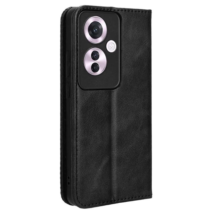 For Oppo Reno11 F 5G / F25 Pro 5G Wallet Case Retro PU Leather Phone Cover Magnetic Closing