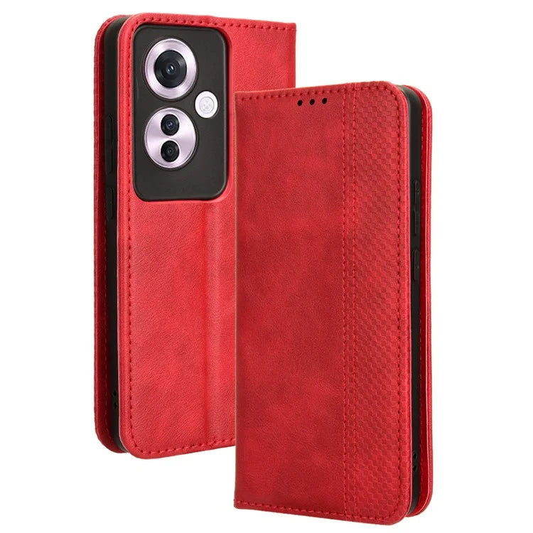 For Oppo Reno11 F 5G / F25 Pro 5G Wallet Case Retro PU Leather Phone Cover Magnetic Closing
