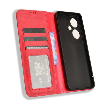 For Oppo Reno11 F 5G / F25 Pro 5G Wallet Case Retro PU Leather Phone Cover Magnetic Closing