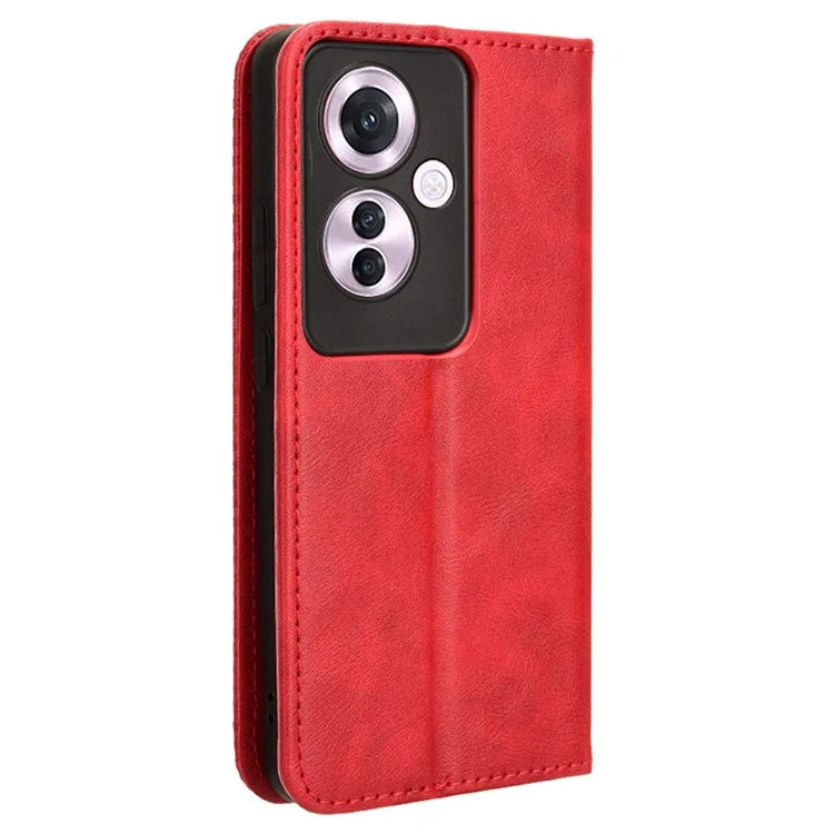 For Oppo Reno11 F 5G / F25 Pro 5G Wallet Case Retro PU Leather Phone Cover Magnetic Closing
