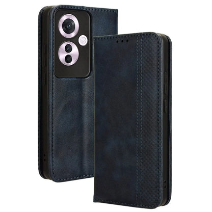 For Oppo Reno11 F 5G / F25 Pro 5G Wallet Case Retro PU Leather Phone Cover Magnetic Closing