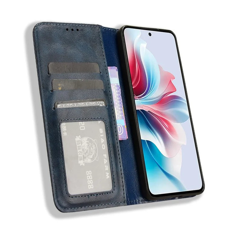 For Oppo Reno11 F 5G / F25 Pro 5G Wallet Case Retro PU Leather Phone Cover Magnetic Closing