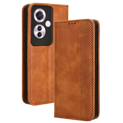 For Oppo Reno11 F 5G / F25 Pro 5G Wallet Case Retro PU Leather Phone Cover Magnetic Closing