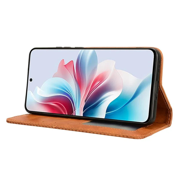 For Oppo Reno11 F 5G / F25 Pro 5G Wallet Case Retro PU Leather Phone Cover Magnetic Closing