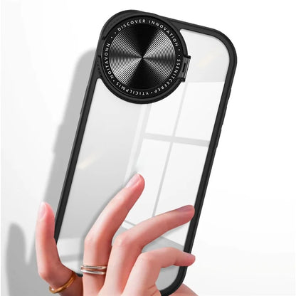 For iPhone 13 Pro Clear Case Lens Cover Kickstand PC + TPU Mirror Phone Shell