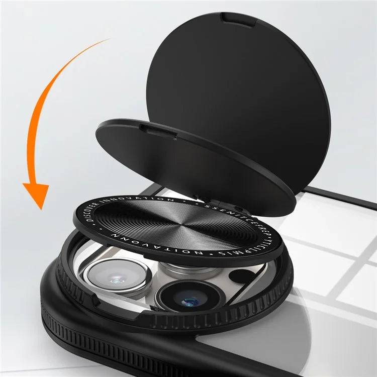 For iPhone 13 Pro Clear Case Lens Cover Kickstand PC + TPU Mirror Phone Shell