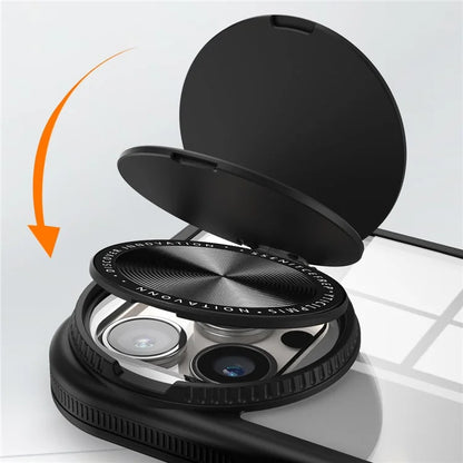 For iPhone 13 Pro Clear Case Lens Cover Kickstand PC + TPU Mirror Phone Shell