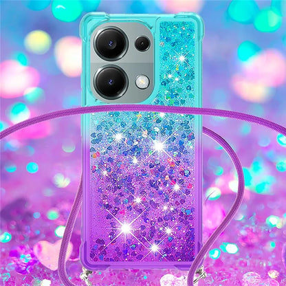 YB Quicksand Series-6 For Xiaomi Redmi Note 13 Pro 4G / Poco M6 Pro 4G Sequins Quicksand Case TPU Phone Cover with Lanyard