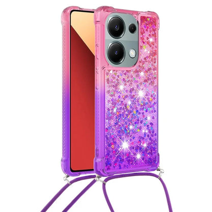 YB Quicksand Series-6 For Xiaomi Redmi Note 13 Pro 4G / Poco M6 Pro 4G Sequins Quicksand Case TPU Phone Cover with Lanyard