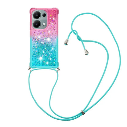 YB Quicksand Series-6 For Xiaomi Redmi Note 13 Pro 4G / Poco M6 Pro 4G Sequins Quicksand Case TPU Phone Cover with Lanyard