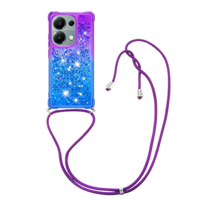 YB Quicksand Series-6 For Xiaomi Redmi Note 13 Pro 4G / Poco M6 Pro 4G Sequins Quicksand Case TPU Phone Cover with Lanyard