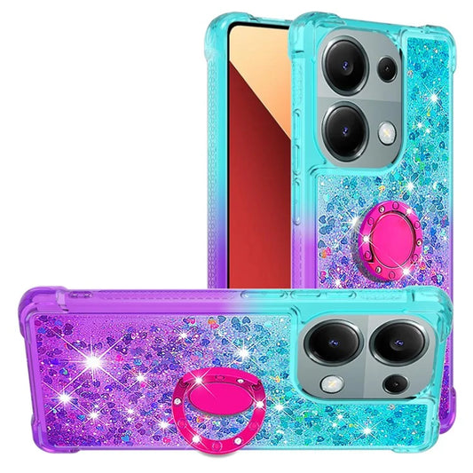 YB Quicksand Series-8 For Xiaomi Redmi Note 13 Pro 4G / Poco M6 Pro 4G Case Ring Kickstand Quicksand Phone Cover
