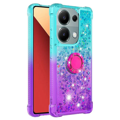 YB Quicksand Series-8 For Xiaomi Redmi Note 13 Pro 4G / Poco M6 Pro 4G Case Ring Kickstand Quicksand Phone Cover