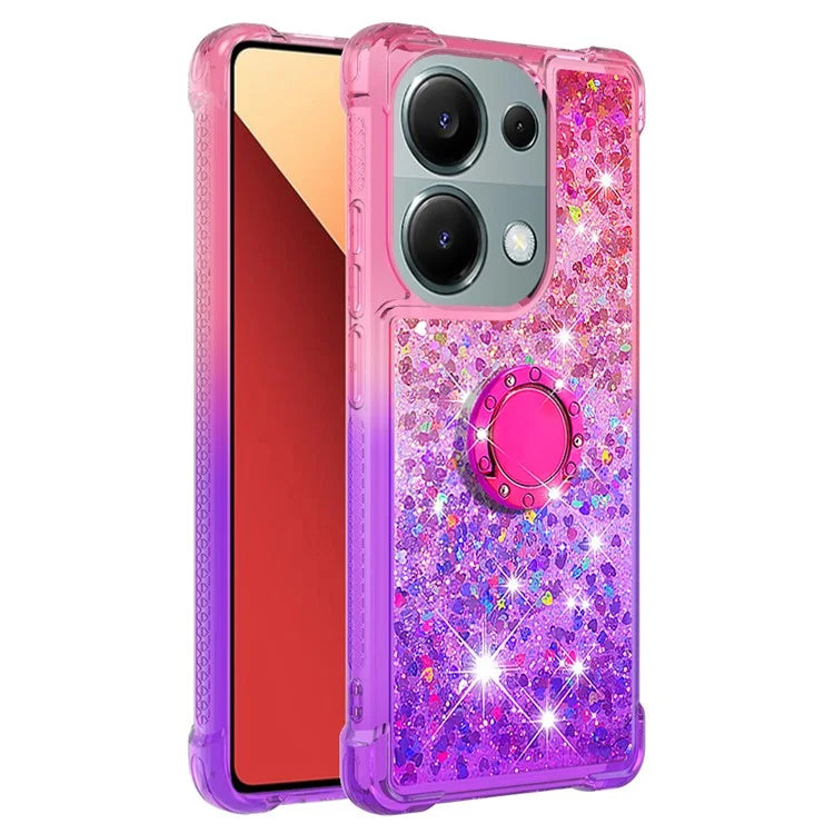 YB Quicksand Series-8 For Xiaomi Redmi Note 13 Pro 4G / Poco M6 Pro 4G Case Ring Kickstand Quicksand Phone Cover