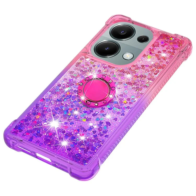 YB Quicksand Series-8 For Xiaomi Redmi Note 13 Pro 4G / Poco M6 Pro 4G Case Ring Kickstand Quicksand Phone Cover