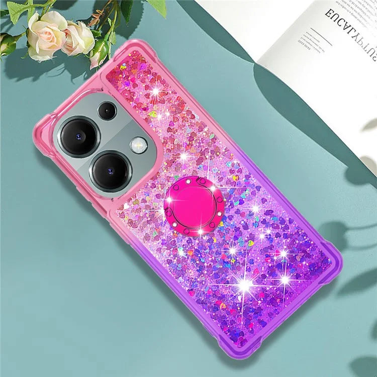 YB Quicksand Series-8 For Xiaomi Redmi Note 13 Pro 4G / Poco M6 Pro 4G Case Ring Kickstand Quicksand Phone Cover