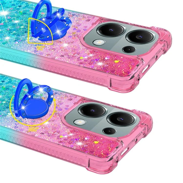 YB Quicksand Series-8 For Xiaomi Redmi Note 13 Pro 4G / Poco M6 Pro 4G Case Ring Kickstand Quicksand Phone Cover