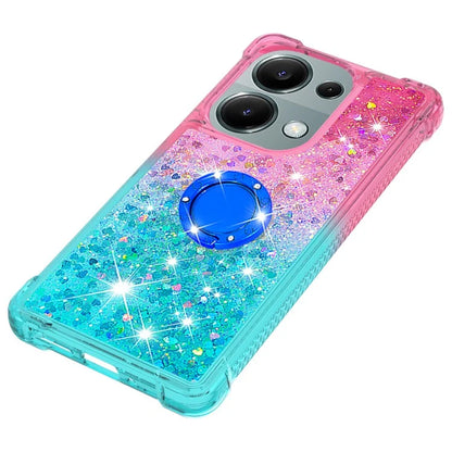 YB Quicksand Series-8 For Xiaomi Redmi Note 13 Pro 4G / Poco M6 Pro 4G Case Ring Kickstand Quicksand Phone Cover